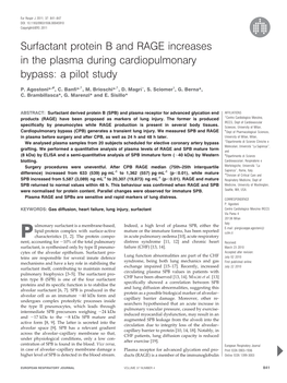 Surfactant Protein B and RAGE Increases in the Plasma During Cardiopulmonary Bypass: a Pilot Study