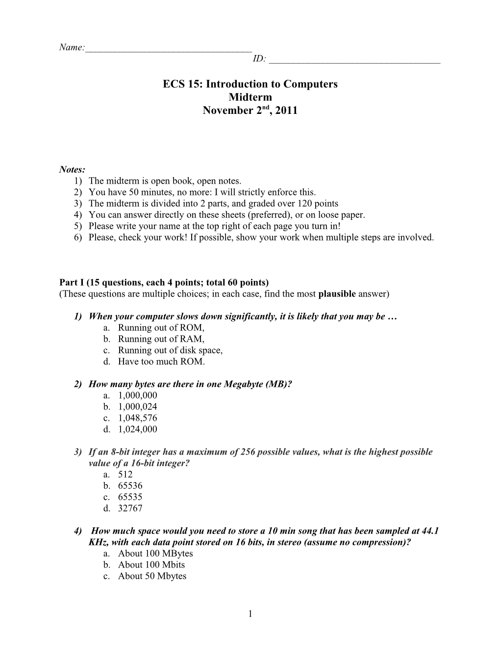 ECS 89L: Computer Science for Biologists