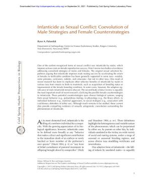 Infanticide As Sexual Conflict: Coevolution of Male Strategies and Female Counterstrategies