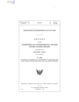 Mandates Information Act of 1998 Report