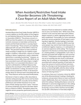 When Avoidant/Restrictive Food Intake Disorder Becomes Life Threatening: a Case Report of an Adult Male Patient