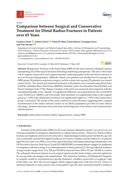 Comparison Between Surgical and Conservative Treatment for Distal Radius Fractures in Patients Over 65 Years