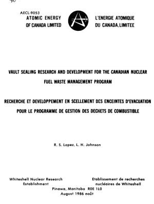 Vault Sealing Research and Development for the Canadian Nuclear