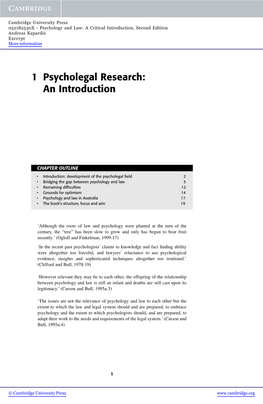 1 Psycholegal Research: an Introduction