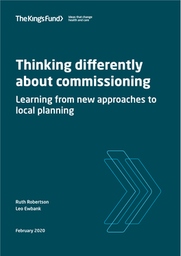Thinking Differently About Commissioning Learning from New Approaches to Local Planning