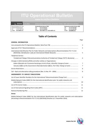 ITU Operational Bulletin