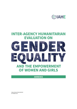 On Gender Equality and the Empowerment of Women and Girls - Annexes