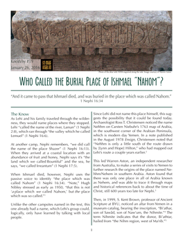 Who Called the Burial Place of Ishmael "Nahom"?