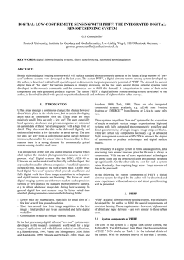 Digital Low-Cost Remote Sensing with Pfiff, the Integrated Digital Remote Sensing System