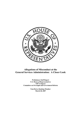 Allegations of Misconduct at the General Services Administration: a Closer Look