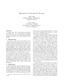 Separation of Concerns for Security