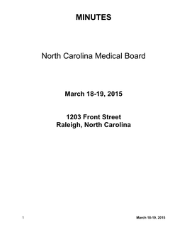 MINUTES North Carolina Medical