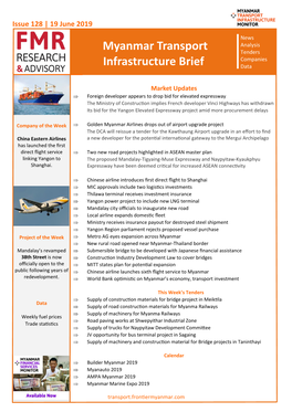 Myanmar Transport Infrastructure Brief | 6 June – 13 June 2019 2