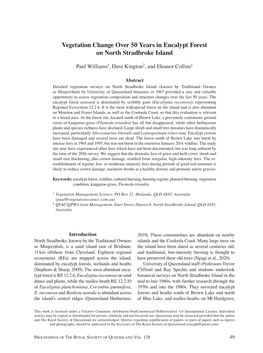 Vegetation Change Over 50 Years in Eucalypt Forest on North Stradbroke Island