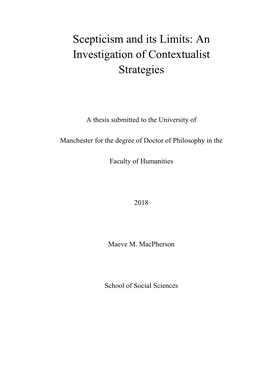 Scepticism and Its Limits: an Investigation of Contextualist Strategies