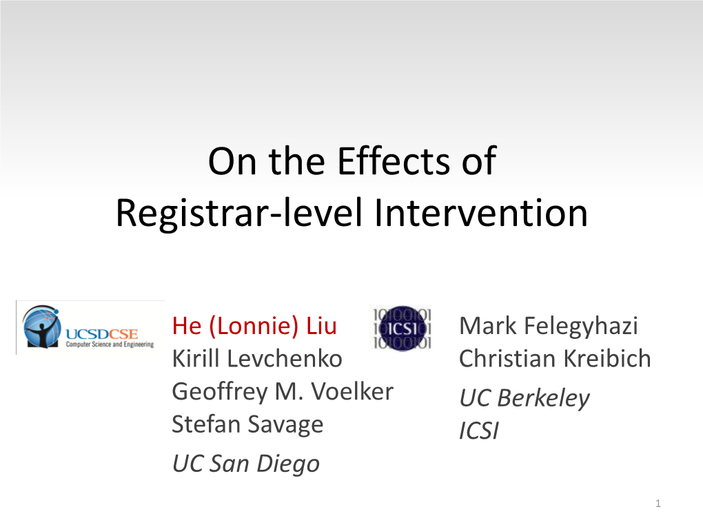 On the Effects of Registrar Level Intervention