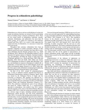 Progress in Echinoderm Paleobiology