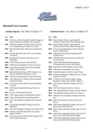 Baseball Card Auction