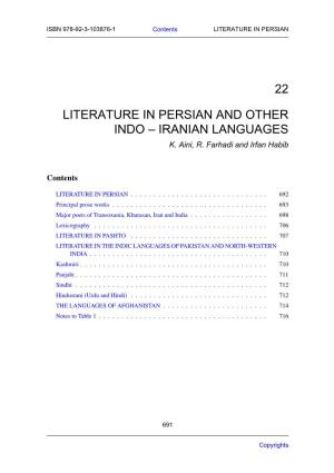 22 Literature in Persian and Other Indo – Iranian Languages
