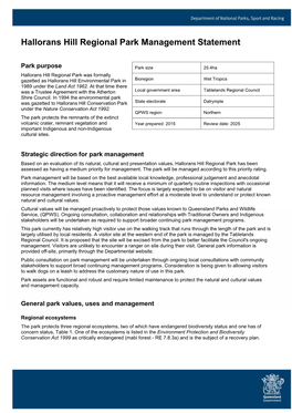 Hallorans Hill Regional Park Management Statement 2015