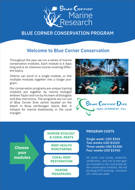 Blue Corner Conservation Program