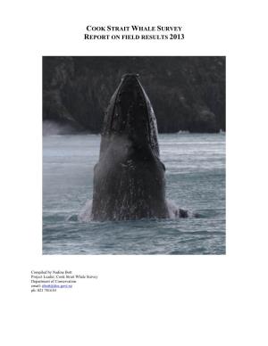 Preliminary Report for Cook Strait Humpback Whale Survey Winter 2006