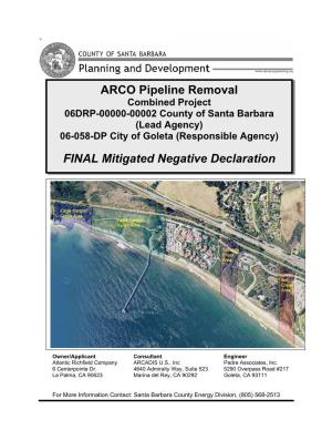 ARCO Pipeline Removal FINAL Mitigated Negative Declaration