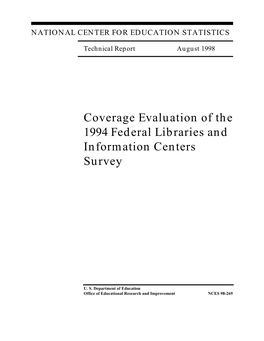 Coverage Evaluation of the 1994 Federal Libraries and Information Centers Survey