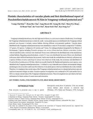 Floristic Characteristics of Vascular Plants and First Distributional Report of Pseudostellaria Baekdusanensism. Kim in Yongneu