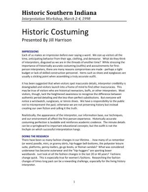 Historic Costuming Presented by Jill Harrison
