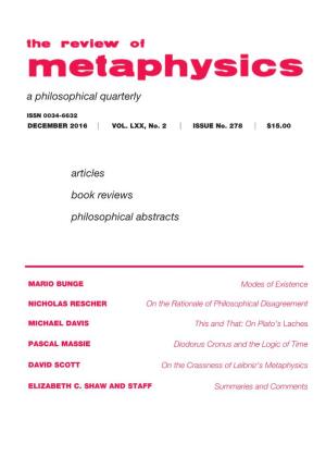 A Philosophical Quarterly Articles Book Reviews Philosophical Abstracts