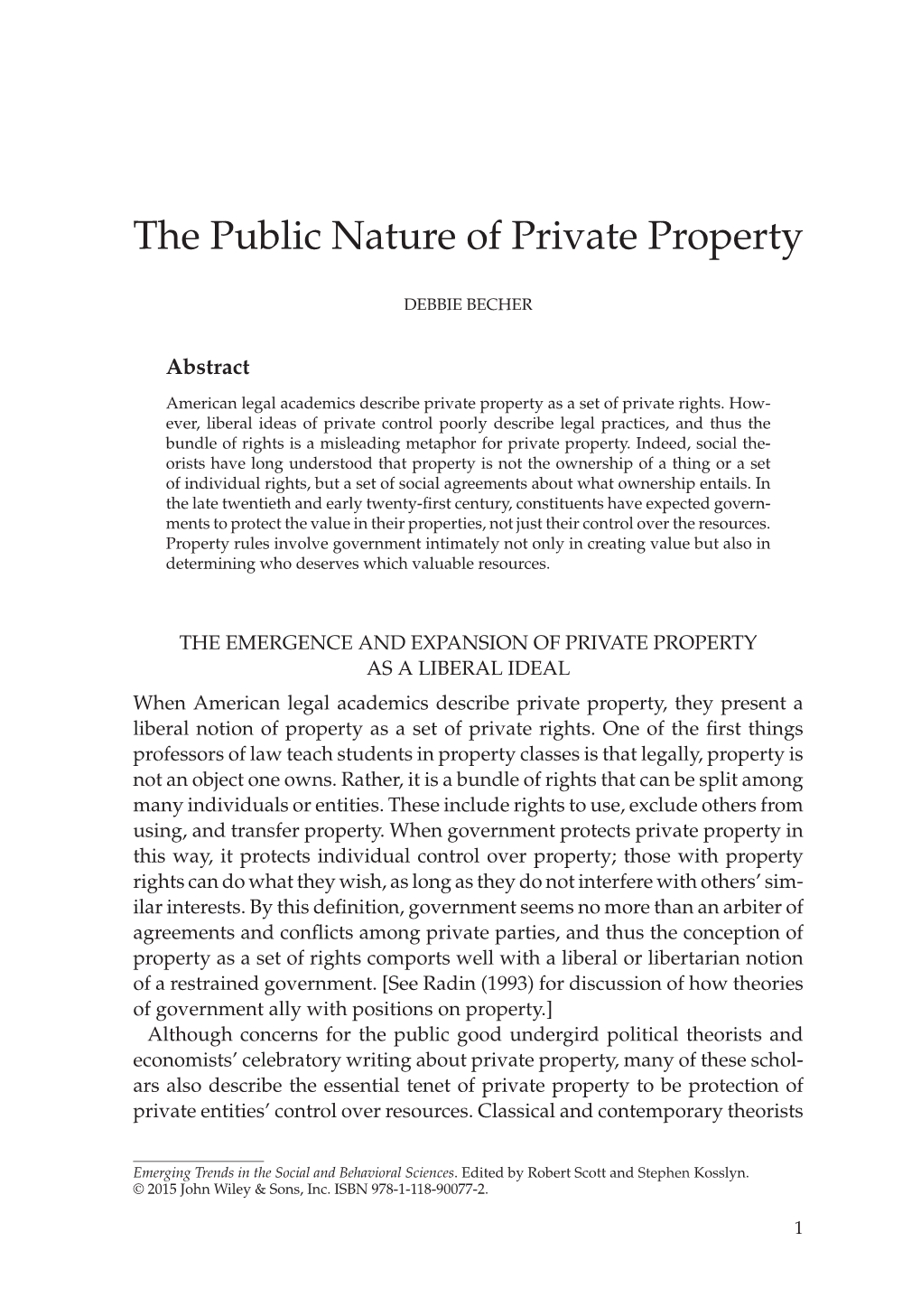 The Public Nature of Private Property