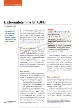 Lisdexamfetamine for ADHD Timothy E