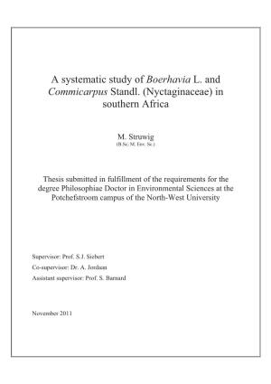 A Systematic Study of Boerhavia L. and Commicarpus Standl. (Nyctaginaceae) in Southern Africa