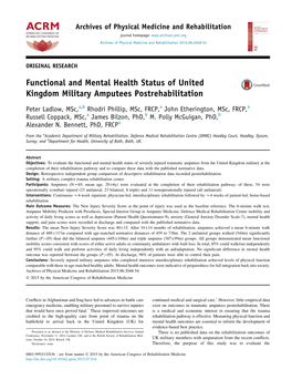 Functional and Mental Health Status of United Kingdom Military Amputees Postrehabilitation