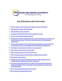 Top 20 Questions About Vaccination