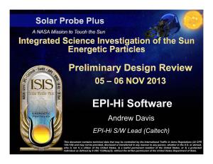 EPI-Hi Software Andrew Davis EPI-Hi S/W Lead (()Caltech)