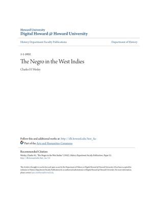 The Negro in the West Indies
