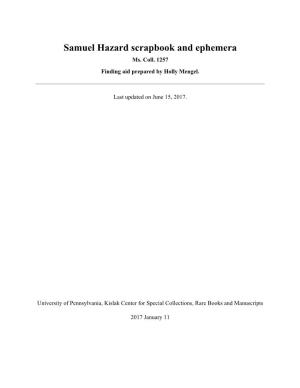 Samuel Hazard Scrapbook and Ephemera Ms