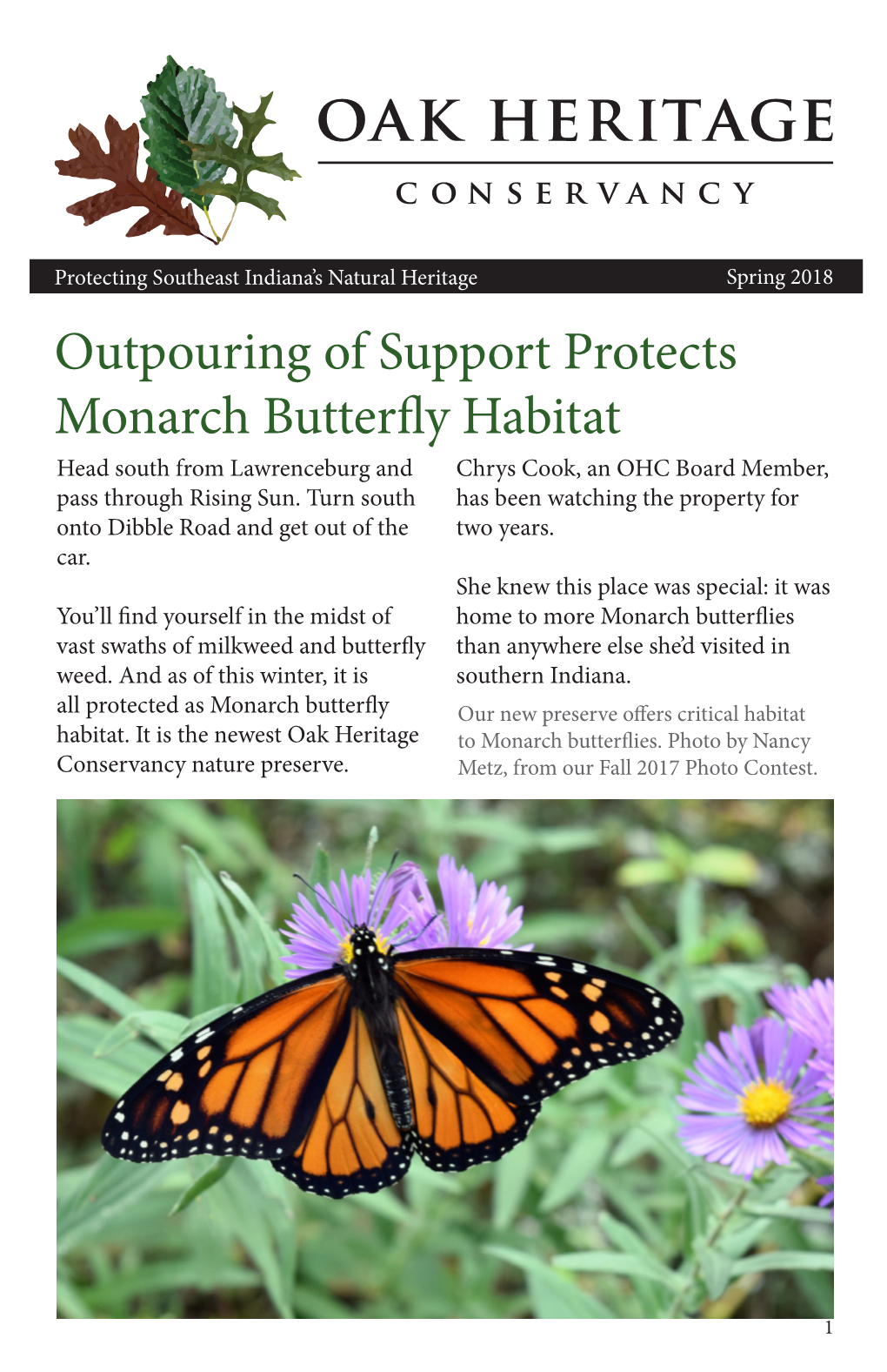 Outpouring of Support Protects Monarch Butterfly Habitat Head South from Lawrenceburg and Chrys Cook, an OHC Board Member, Pass Through Rising Sun