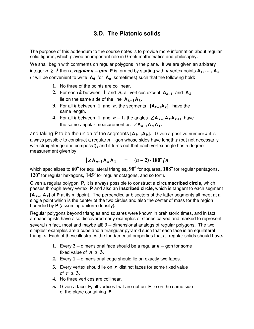 3.D. the Platonic Solids