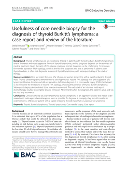 Usefulness of Core Needle Biopsy for the Diagnosis of Thyroid Burkitt's