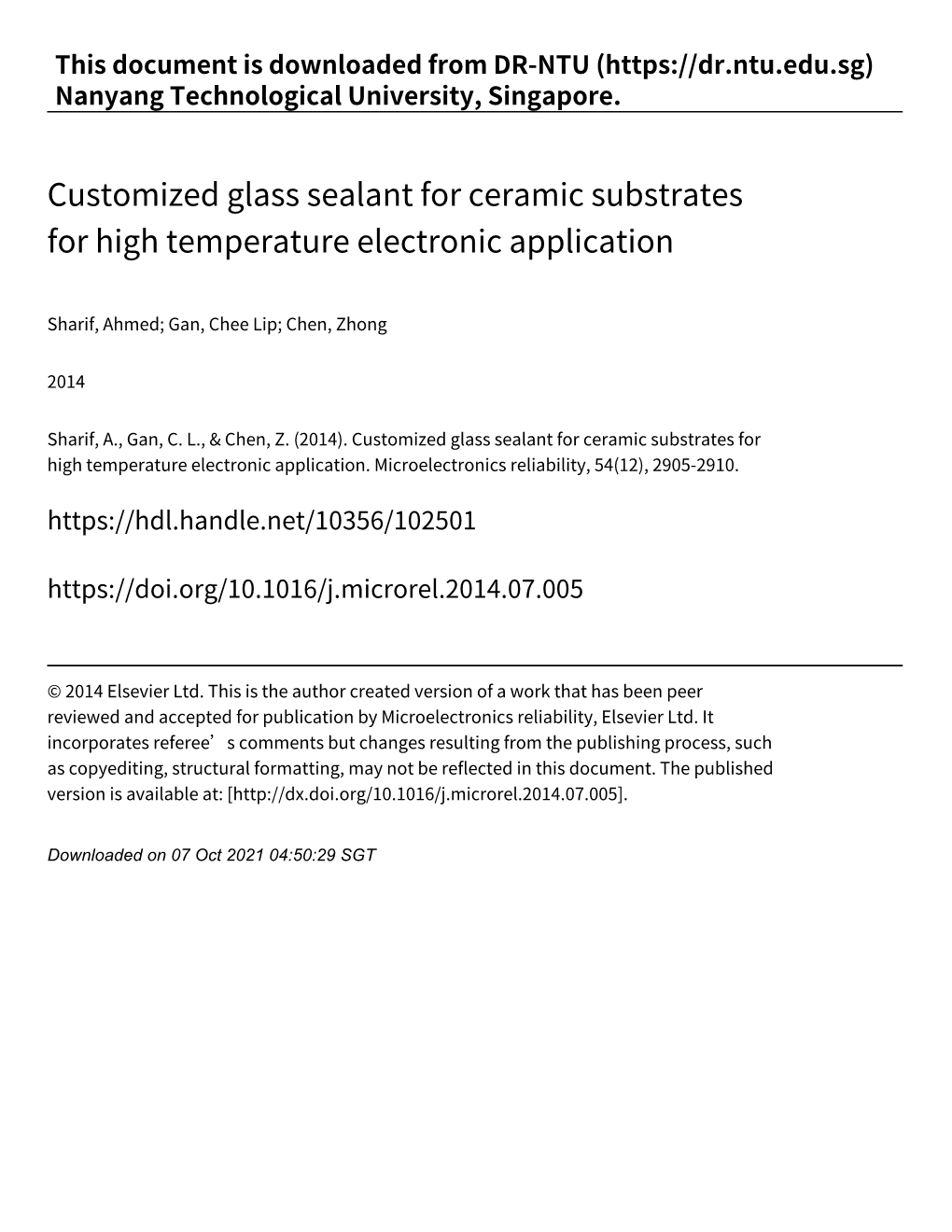 Customized Glass Sealant for Ceramic Substrates for High Temperature Electronic Application