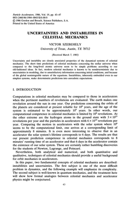 Uncertainties and Instabilities in Celestial Mechanics