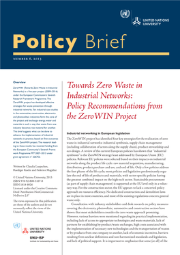 Towards Zero Waste in Industrial Networks: Policy Recommendations from the Zerowin Project 3