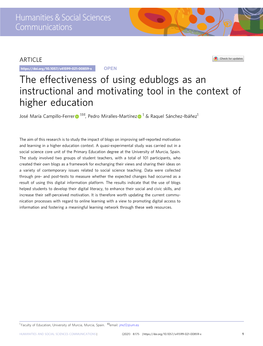 The Effectiveness of Using Edublogs As an Instructional and Motivating