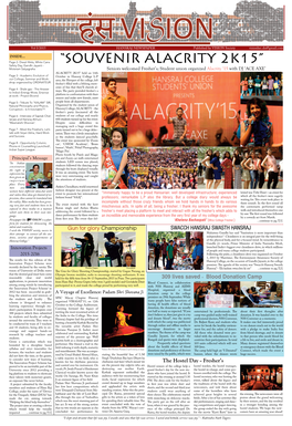 “SOUVENIR ALACRITY 2K15” Page 2- Diwali Mela, White Cane Safety Day, Gandhi Jayanti - Moteram Satyagraha