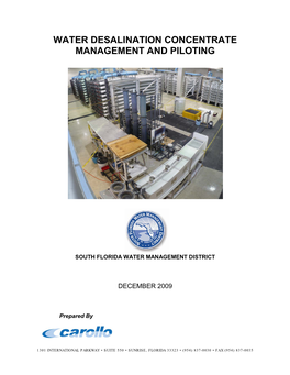 Water Desalination Concentrate Management and Piloting