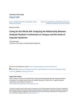 Caring for the Whole Self: Analyzing the Relationship Between Graduate Students’ Involvement on Campus and the Onset of Imposter Syndrome