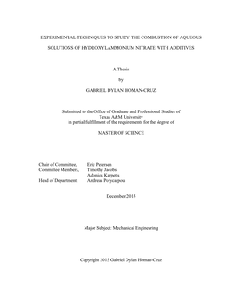 Experimental Techniques to Study the Combustion of Aqueous